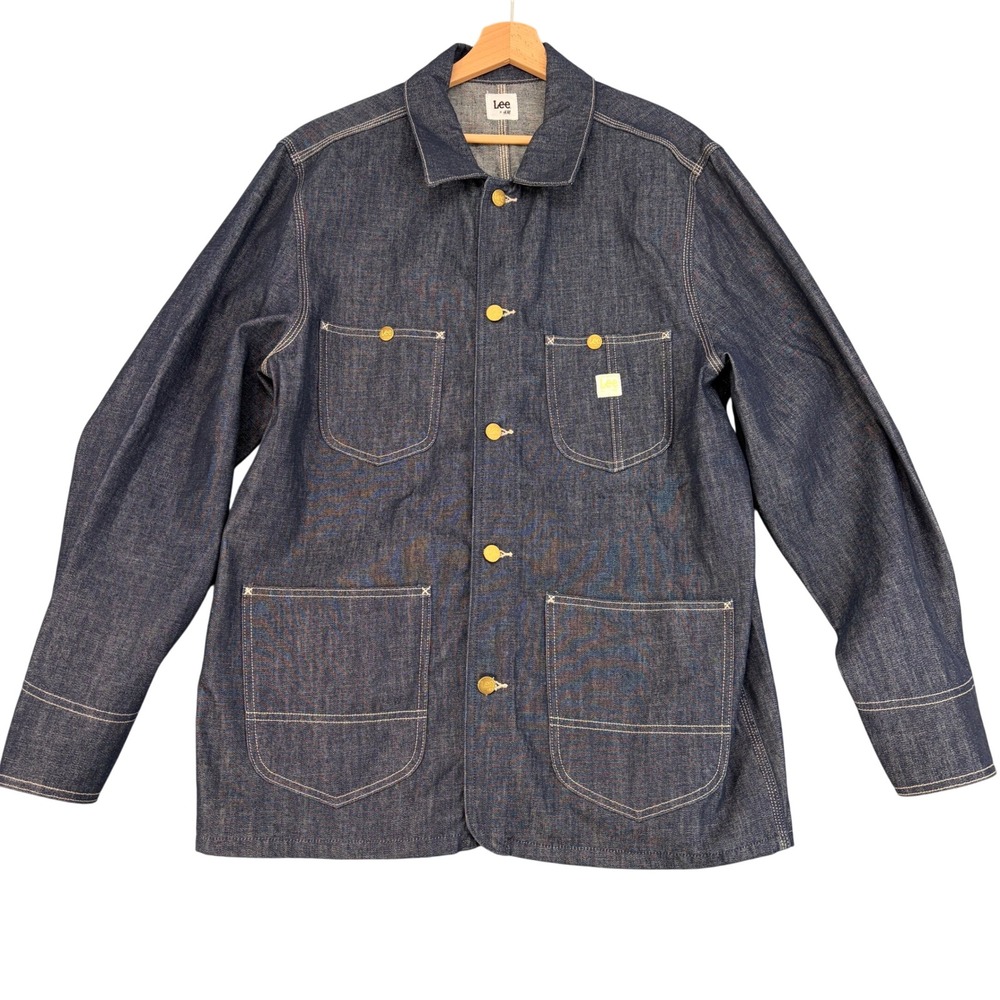 Lee x H&M Mens Dark Indigo Denim Chore Coat Jacket Workwear Large Street Minimal